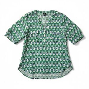 Angie Green & Blue Geometric Print Blouse – Size Large